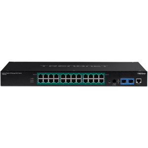 TRENDnet TI-RP262i 26-Port Gigabit Managed Ethernet Switch, 24 Gigabit PoE+ & 2 Gigabit SFP ports, 52 Gbps switching capacity, Rackmount